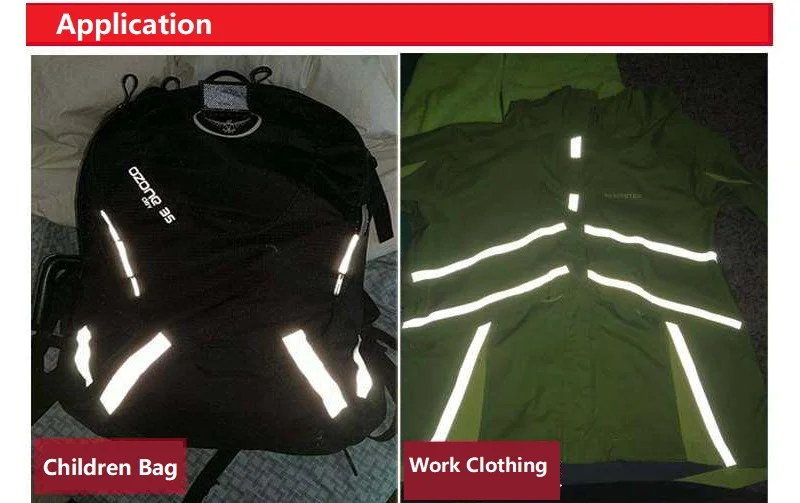 Polyester Grey Silver Reflective Strip Sticker Raincoats Backpacks Night Warning Adhesive Reflector Tape