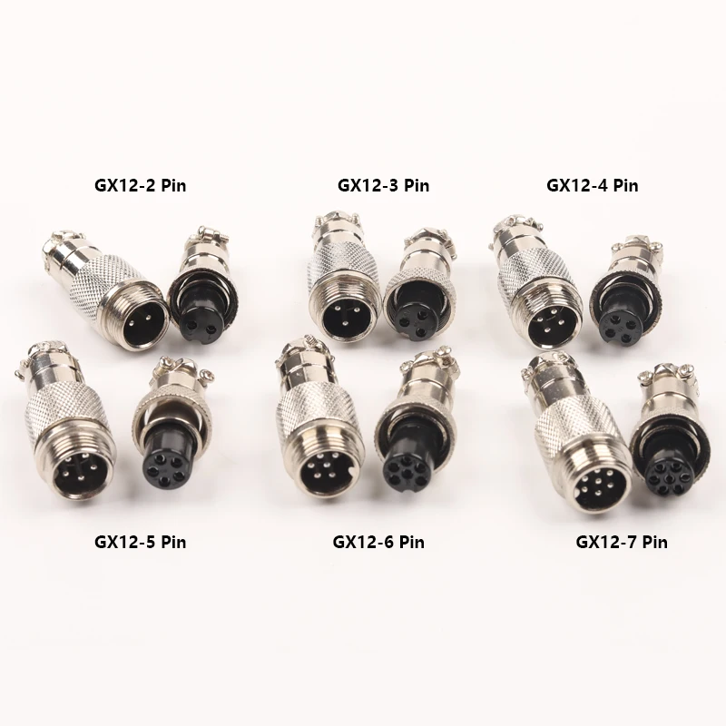 1 Set GX12 Butt type Electric Aviation Socket & Plug 12MM Docking Power Male & Female Wire Connector 2/3/4/5/6/7 Pin