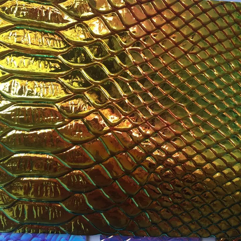 

hotsale synthetic PU snake embossed Fantasy Holographic leather material