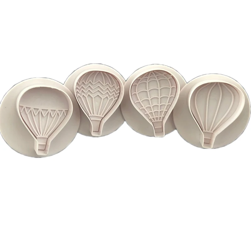 Hot Air Balloon Cookie Cutters 4 Pcs/Set  Biscuit Cutting Mould Set Fondant Mold Embossing Plunger Cutter For Cupcake Pastries