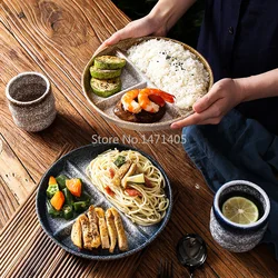 Japanese-style Cutlery Weight Loss Grid Plate Ration Fat Reduction Household Plate Adult Breakfast Plate One-person Food Plate