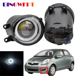 For Toyota Yaris Hatchback 2006-2014 Car Angel Eye Fog Light Front Bumper Fog Light Assembly Halo Ring Daytime Running Lamp