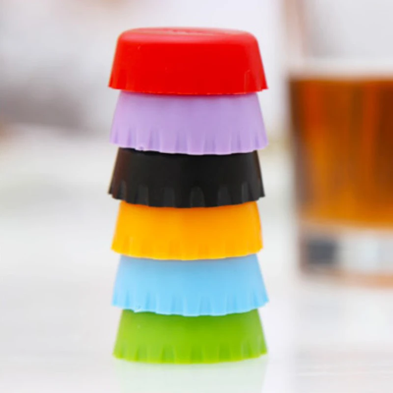 6 Pcs/set Silicone Cap Of Beer Bottle Caps Coke Bottle Cap Of All Kinds Of Drinks The Cover Cap Barware Kitchen Tool