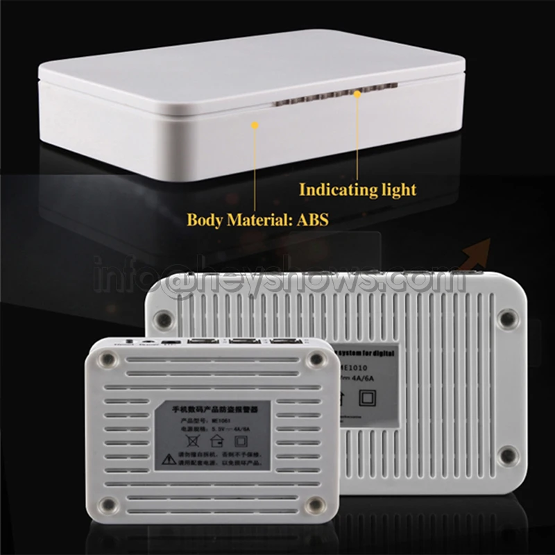 6 Ports Mobile Phone Security Burglar Alarm Host Box Display  Charging For All Phones And Tablets Anti-theft With Acrylic Holder