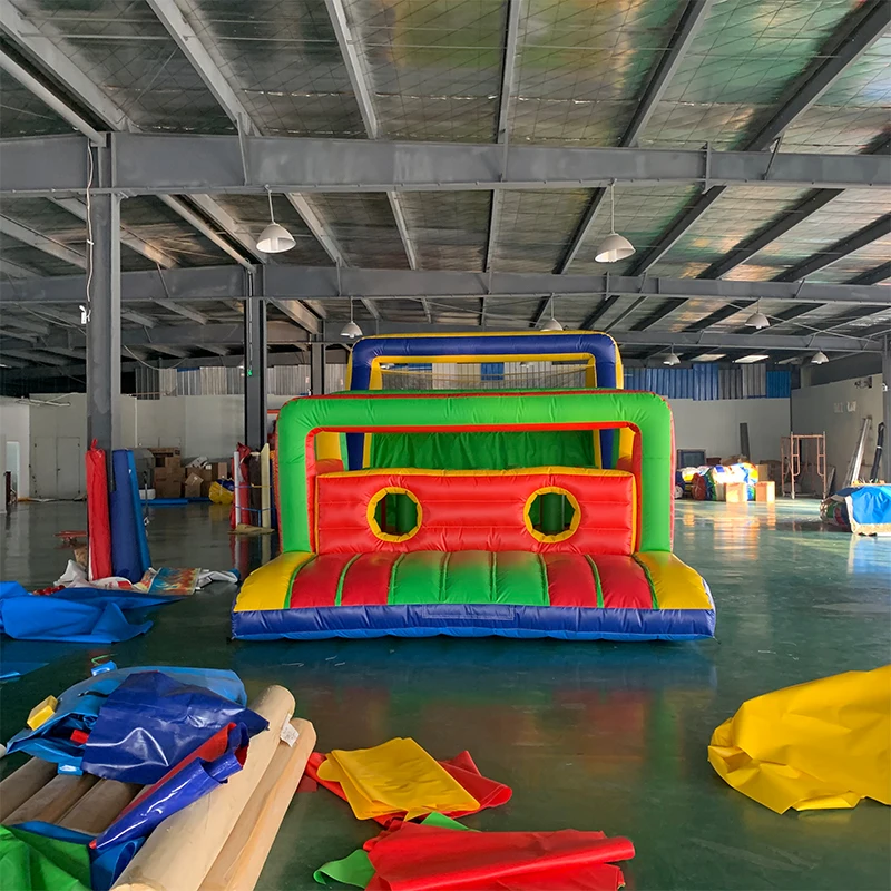 PVC Inflatable Obstacle Course With Climbing Wall Inflatable Slide For Outdoor Sports Giant Size