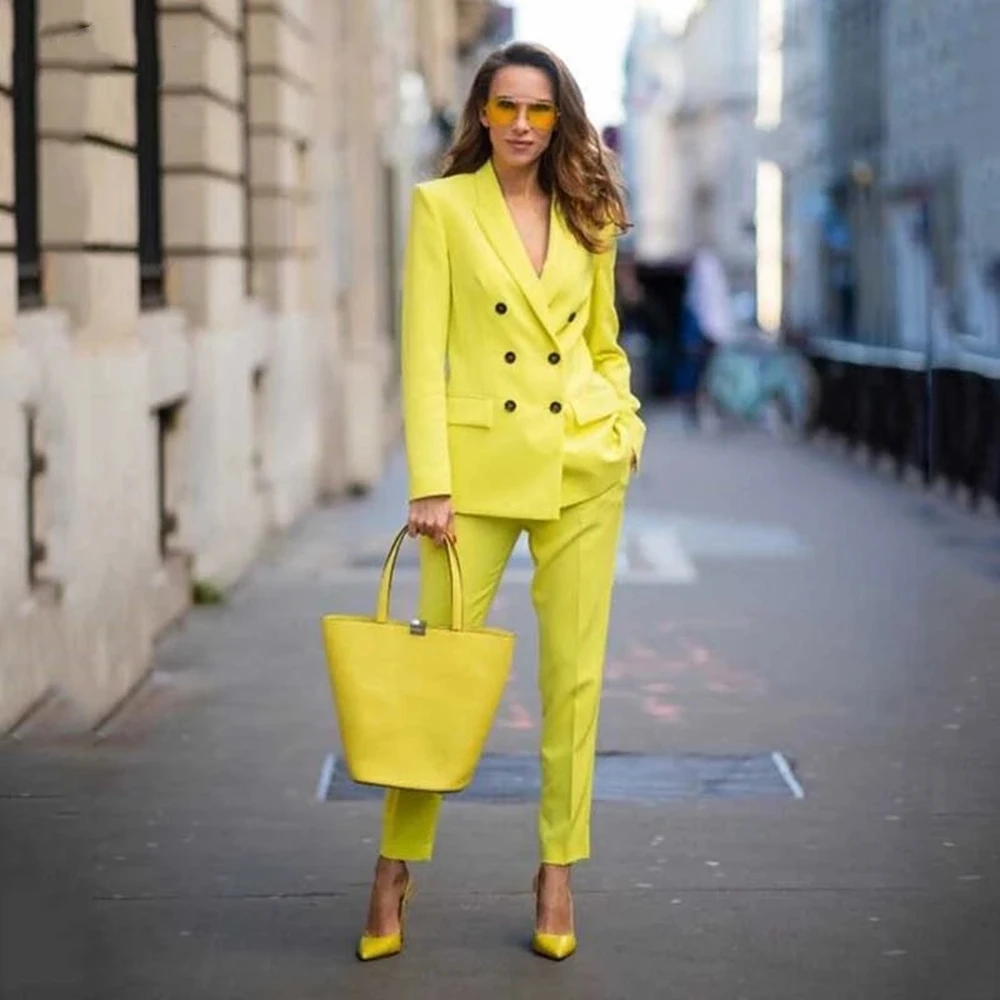 Suits Set Office Ladies Formal Occasion Suit Business Party Buckle Blazer+Pants Two-piece Set tailleur femme (Jacket+Pants)