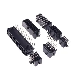 10/100Pcs 3.0mm Wafer Micro-Fit 3.0 Connector PCB Male Header Right Angle 2 4 6 8 10 12 14 16 18 20 22 24 Pin Board Solder 43045