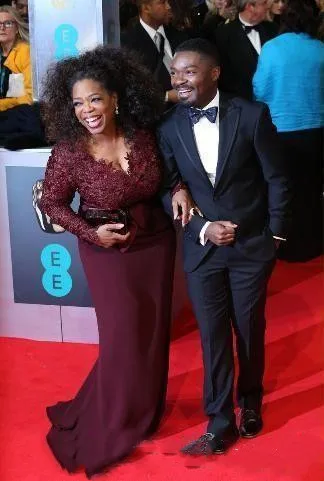 Oprah Winfrey Burgundy Long Sleeves Lace Mother of the Bride Gowns Evening Party Dresses  Celebrity Red Carpet Gown customsized