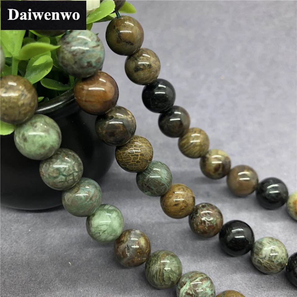 AAA Impression Beads 6/8/10mm Round Natural Snake Skin Stone Gem Diy Accessories