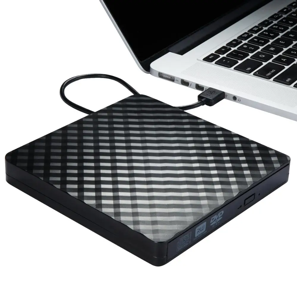 Eksternal USB3.0 DVD RW CD Writer Slim Optik Drive Burner Reader Pemain Tray Portable untuk PC Laptop