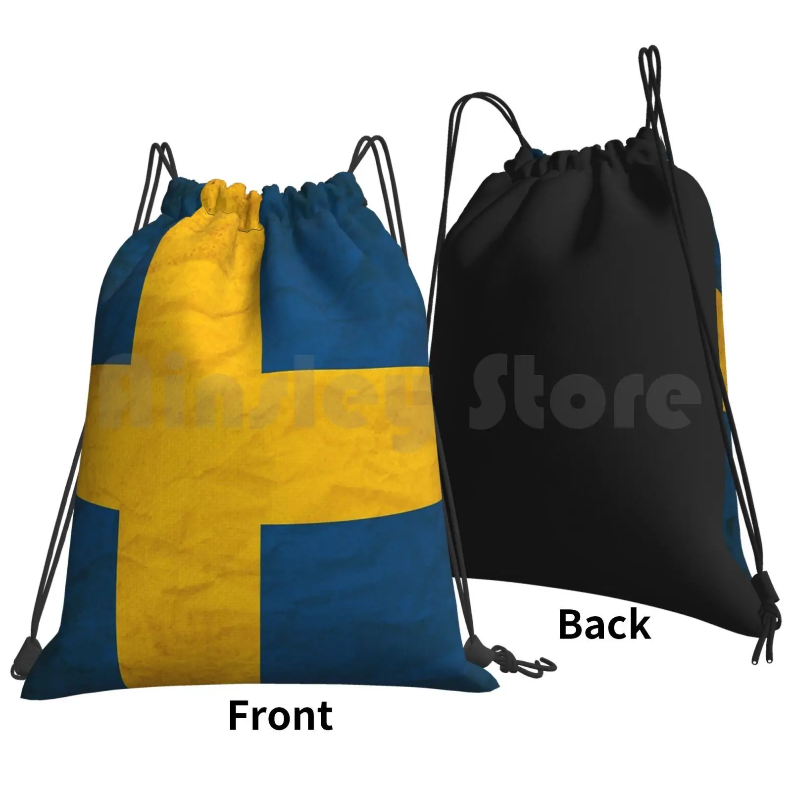 Sweden Flag In Used Look Backpack Drawstring Bags Gym Bag Waterproof Sweden Scandinavia Stockholm In Sweden In Europe