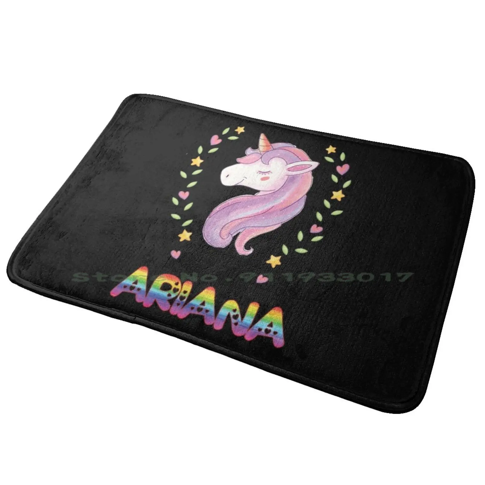 Ariana Unicorn Rainbow Heart Text-Special Personalised Gift For Ariana Entrance Door Mat Bath Mat Rug Japan Castle De Jouy Blue