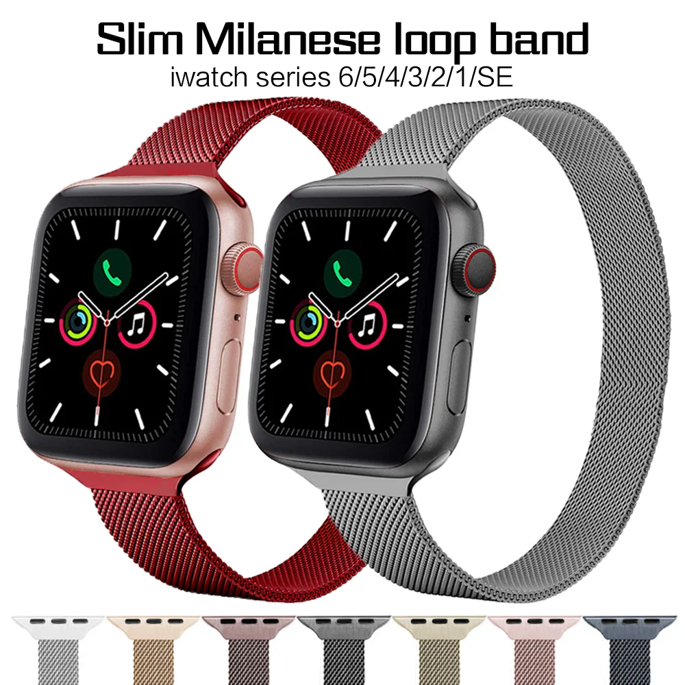 

Slim strap For Apple watch band 40mm 44mm iwatch band 38mm 42mm Magnetic loop correa watchband Bracelet Apple watch 6 se 5 4 3 2