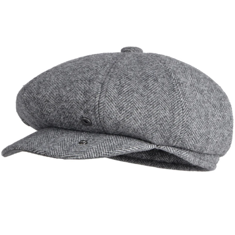 HT3717 Beret Thick Warm Autumn Winter Hat Men Octagonal Cap Male Earflap Flat Cap Artist Painter Beret Hat Beret Cap