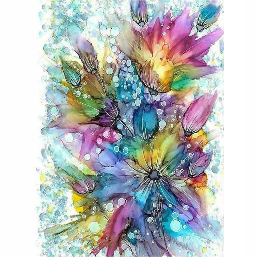 

Full Drill Square Watercolor Flowers Diamond Painting Abstract Picture 5d Diamond Art Diamond Embroidery Crafts