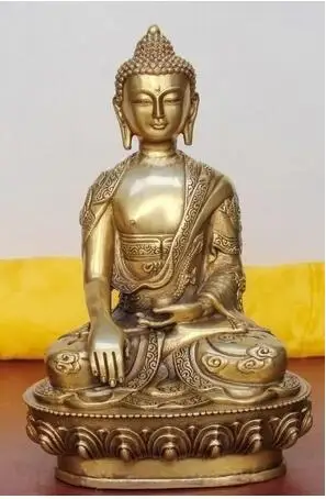 Chinese Tibet Tibetan Buddhis shakyamuni bronze buddha statue 15cm Bronze wedding copper Decoration real Brass