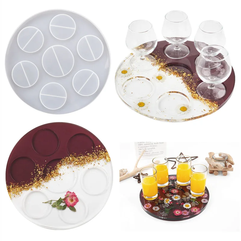 DIY Resin Crystal Silicone Mold Glass Beer Drink Red Wine Rack Mold Bottle Tray Mold Mirror Silicone Mold For Resin