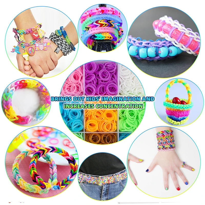 10000pcs Loom Rubber Bands Kits Beads Toys Set Hand Knitting Machine Handmade DIY Rainbow Weave Color Bracelet Girl Gift