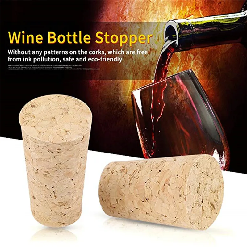 50/100pcs Wine Corks Stopper Reusable Functional Portable Sealing Tapered Wood Wine Bottle Stopper for Bottle Bar Tools