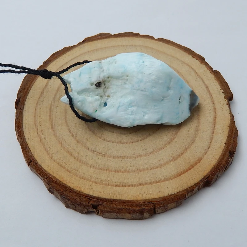 Handmade Black'Eye Animal Natural Stone Blue Larimar Carved Wolf Blue Color Fashion Lucky Pendant Jewelry Beads 42x24x15mm 13.7g