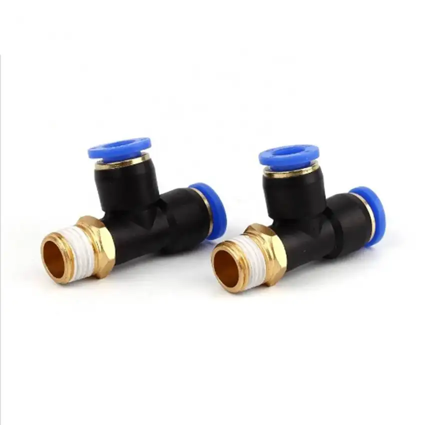 2PCS 4mm 6mm 8mm 10mm 12mm Male thread 1/4'' T type 3 way joint  tee plastic quick fitting air hose connector PD8-2 PD6-2 10-2