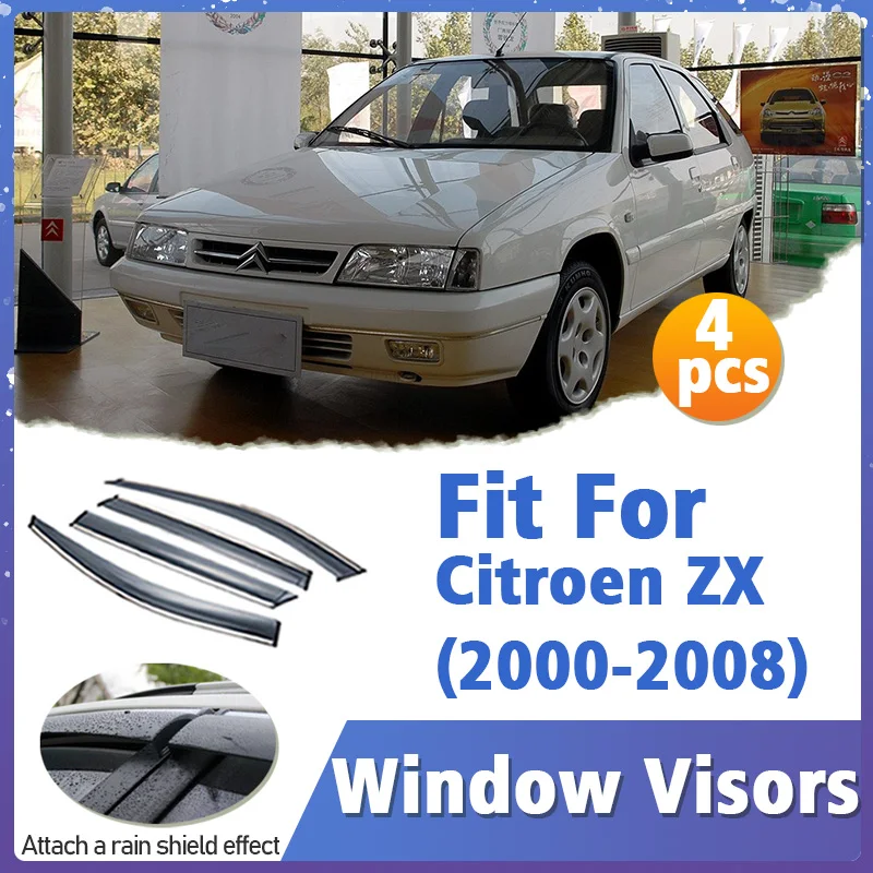 

Оконный козырек для Citroen ZX 2000-2008, 4 шт., Вентиляционная крышка, отделка, навесы, защита от солнца, дождя, дефлектор, автоаксессуары