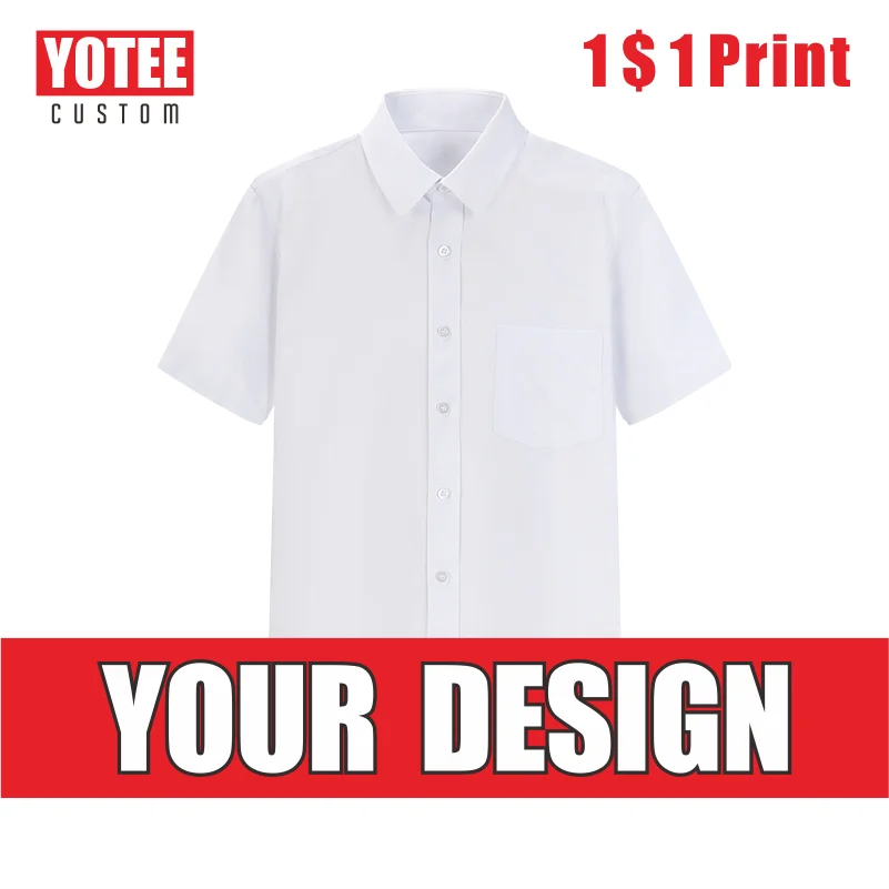 YOTEE2020 new short sleeve shirt custom slim cotton group company custom embroidery lapel men's short sleeve shirt S-5XL