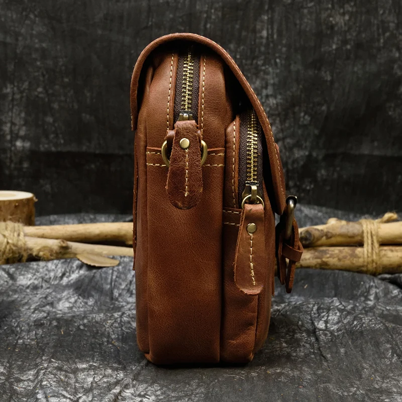 Marsupio da uomo in vera pelle 2 usa borsa a tracolla piccola in pelle Wow marsupio in pelle bovina marsupio borsa a tracolla in vera pelle marrone