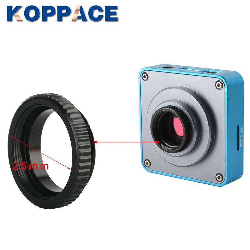 KOPPACE Microscope Lens C-Mount Interface Adapter Ring 25mm installation Size Industrial Microscope Camera Extension Ring