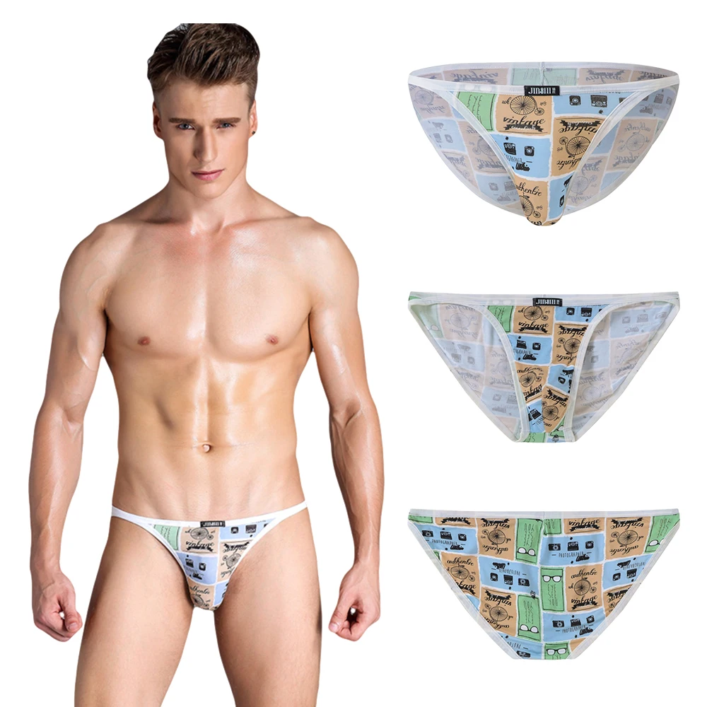 

Mens Briefs Low-waisted Sexy Bikini Underwear Bamboo Comfortable Print Panties