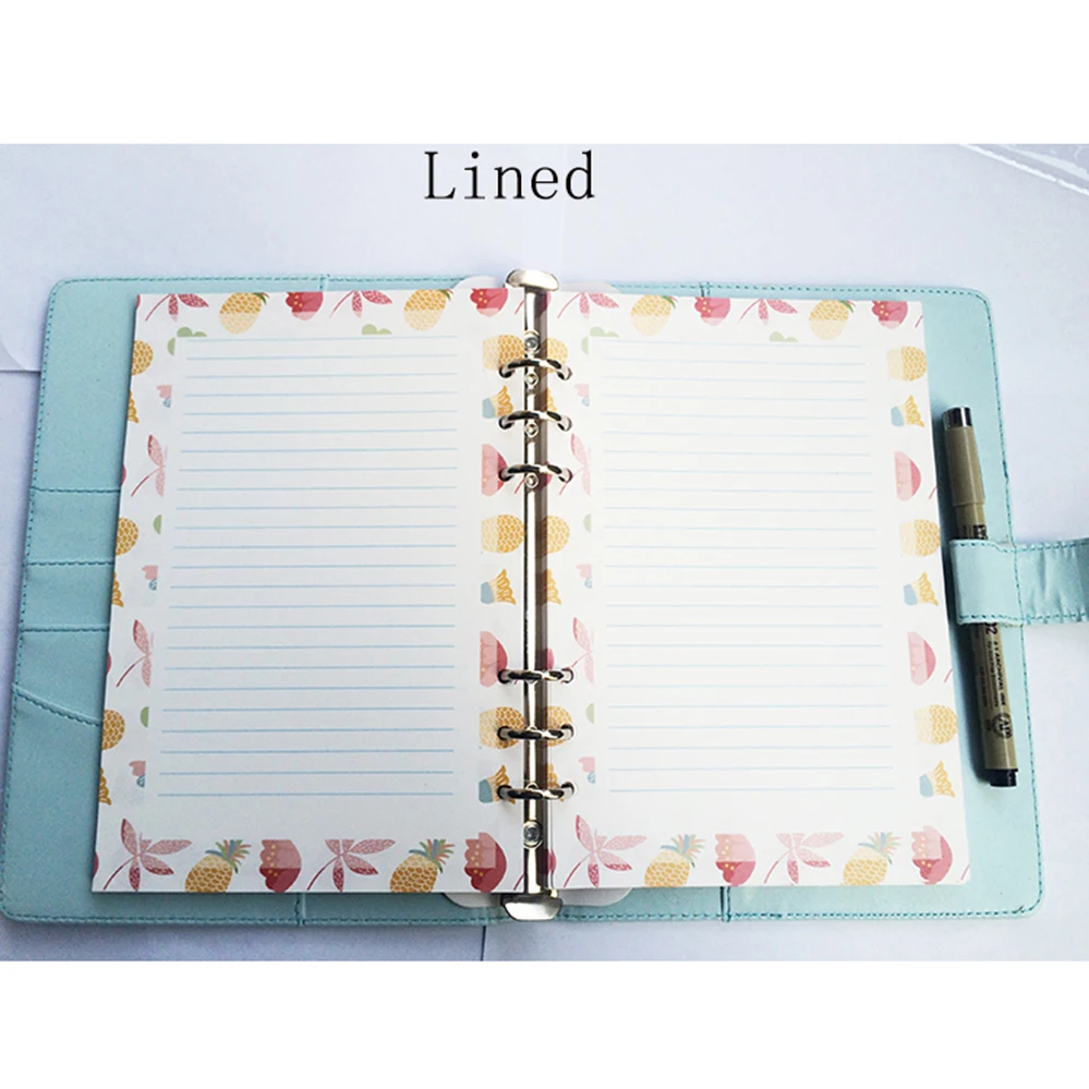 Rulers 80 Pages Scrap Booking Planner Organizer Refills Papers for 6-Rings Binder Notebook A5 A6 A7