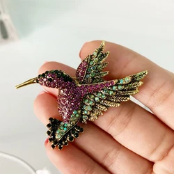 Colorful Rhinestone Hummingbird Brooch Animal Brooches For Women Metal Fashion Accessories