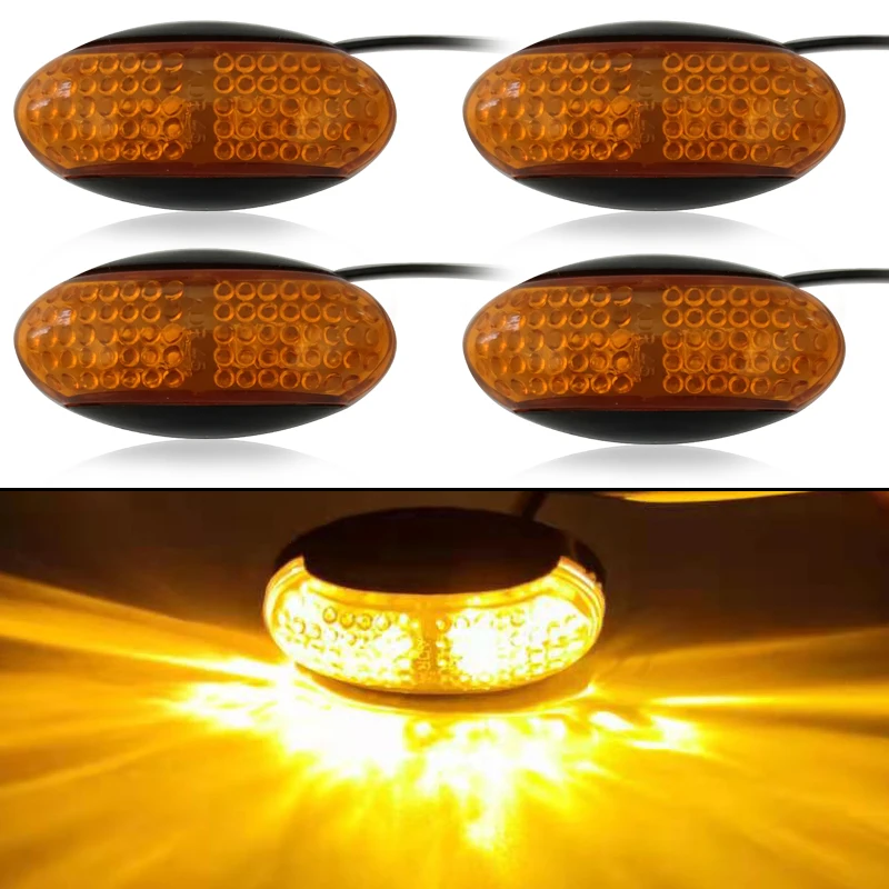 4PCS 24V Stop Signal Side Lights Auto Lorry Yellow Trailer Light Toy Truck Accessories 10-30V Parking Lights for Trucks