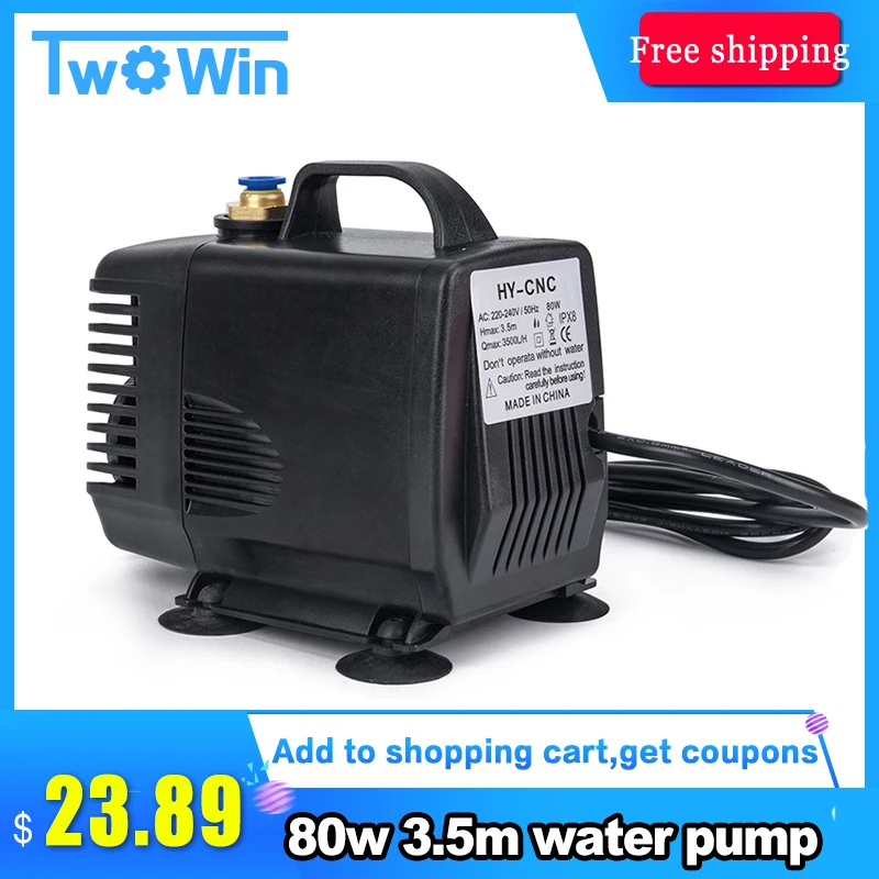 1PCS 80W 3.5M Water Pump  Engraving Machine Tool Cooling for CNC Router 1.5KW/2.2KW Spindle Motor