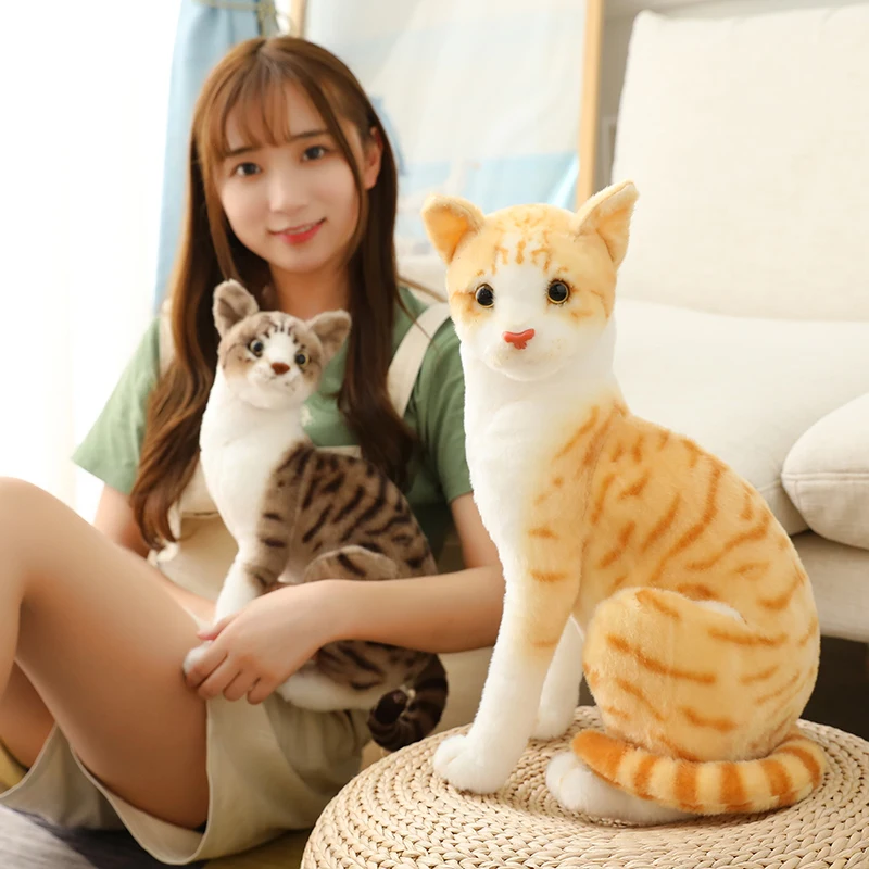 20-45CM Cute Stuffed Lifelike Cats Plush Toy Simulation Shorthair Doll Home Decor Gift For Girls Birthday