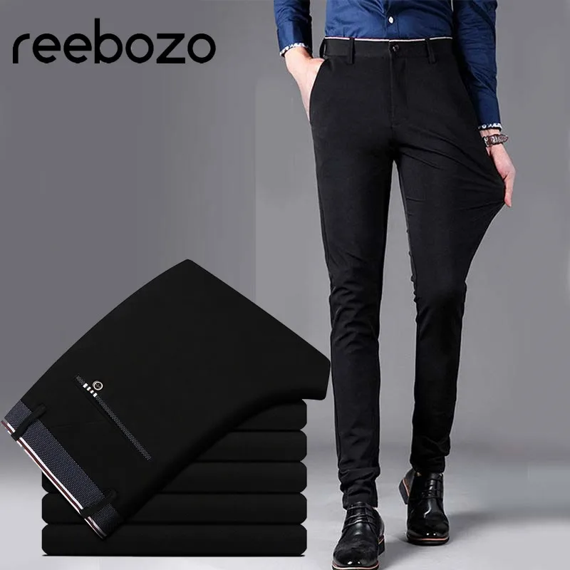 2019 Official Business Casual Suit Pants For Men Fashion Long Pants Male Cotton Solid Wedding Dress Slim Fit Plus Big Size 28-40