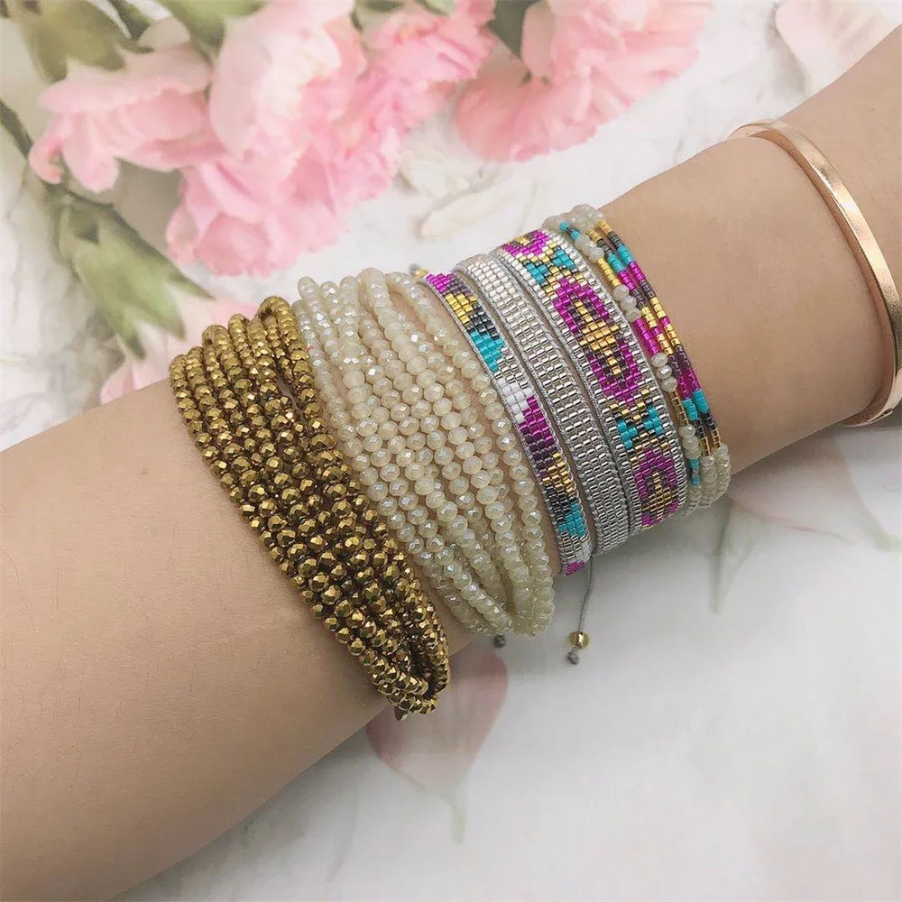 

ZHONGVI Colorful Miyuki Beaded Bracelets Set Bohemian Multi Layered Crystal Jewelry Friendship Pulsera Femme Braided Bracelet