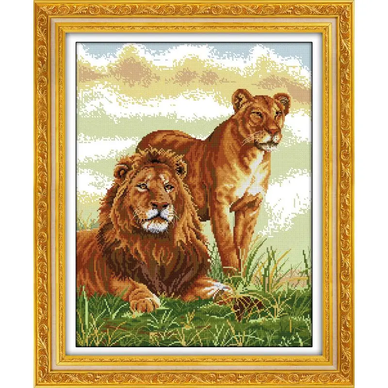 Leone Serie Punto Croce Kit FAI DA TE Modello Animale Aida 14ct 11ct Numero di Stampa della Tela di canapa Ago da Ricamo Kit Decorazione Della Casa