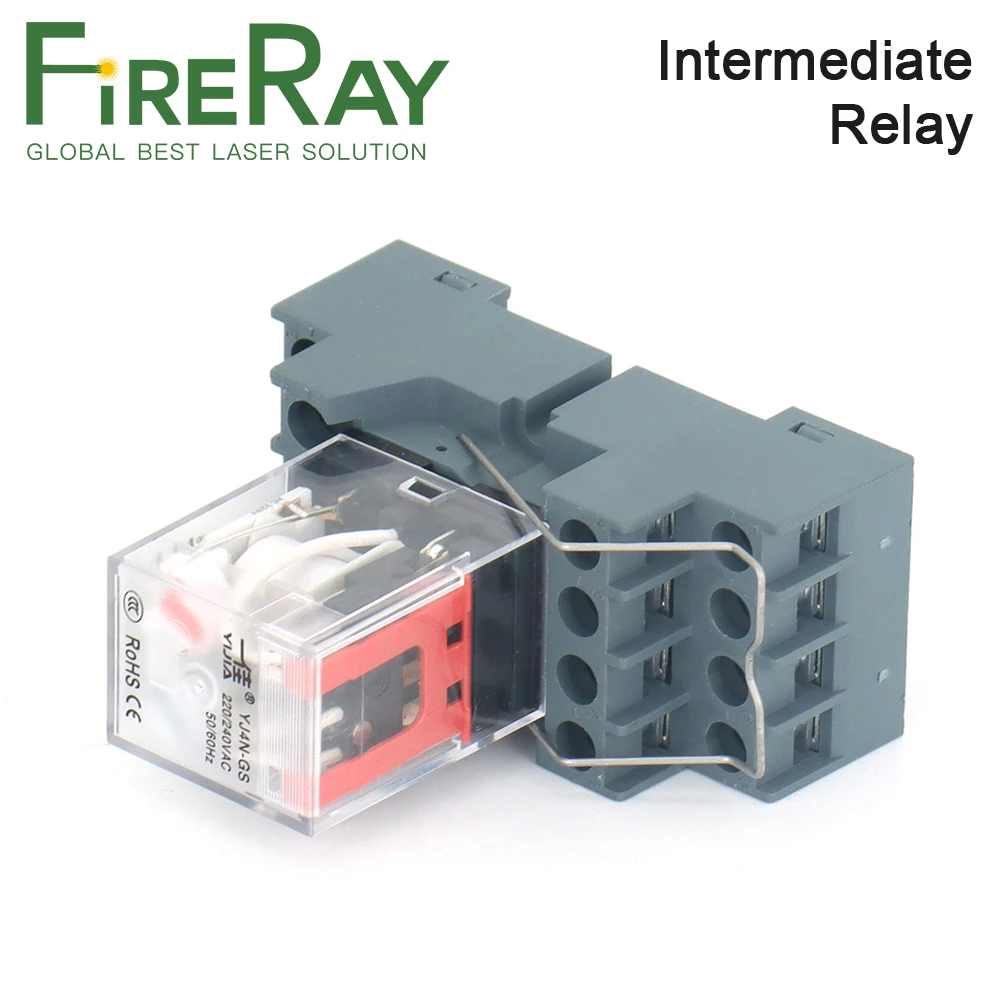 FireRay Mini Intermediate Relay Base 14Pin YJF14A-E DC Thick Copper Tape 4 Groups for Co2 Laser Cutting and Engraving Machine