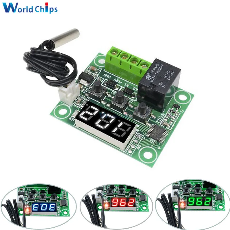 W1209 DC 12V Red LED Digital Heat Cool Thermostat Temperature Control Thermometer Thermo Controller Switch Module + NTC Sensor