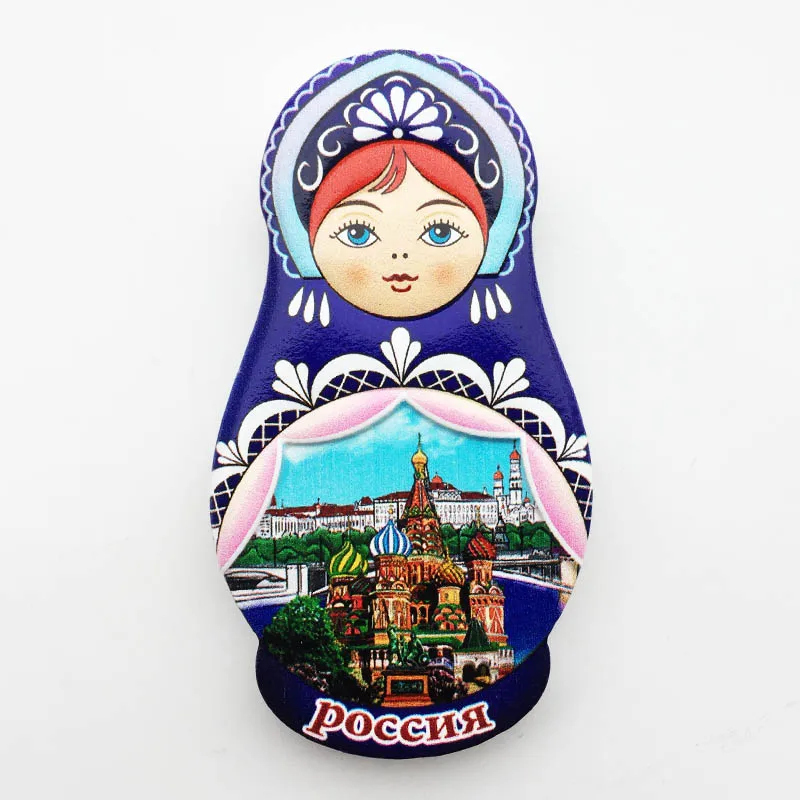 Russia Matryoshka Doll Tourist Souvenir Fridge Magnets Decoration Articles Handicraft Magnetic Refrigerator Collection Gifts