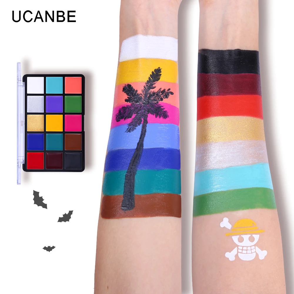 UCANBE Face Body Painting Oil Safe Kids Flash Tattoo Painting Art Christmas Halloween Party Makeup Fancy Dress Beauty Palette