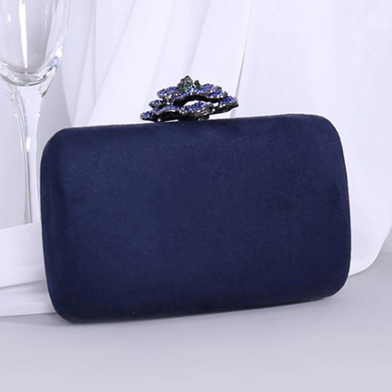 Eleganckie aksamitne dziewczyny różowe/niebieskie ślubne kopertówki dla druhen etui na telefon kieszonkowe moda damska wieczorowa kopertówka torebka portfel na pieniądze