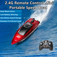 One-Key Speed Change Remote Control Mini Portable Boat 12Mins Dual-Motor Drive Waterproof Hull Low-Power Warning RC Boat Model