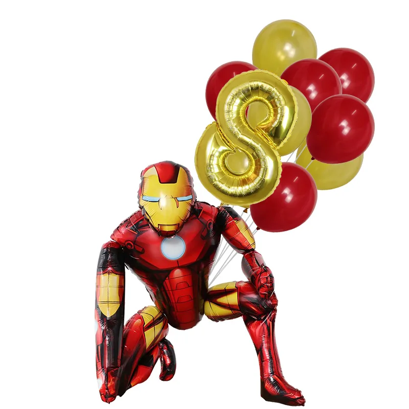 Globos de aluminio de superhéroes de Los Vengadores para niños, suministros de decoración de fiesta de cumpleaños, gran 3D, Spiderman, Iron Man, 1 Juego