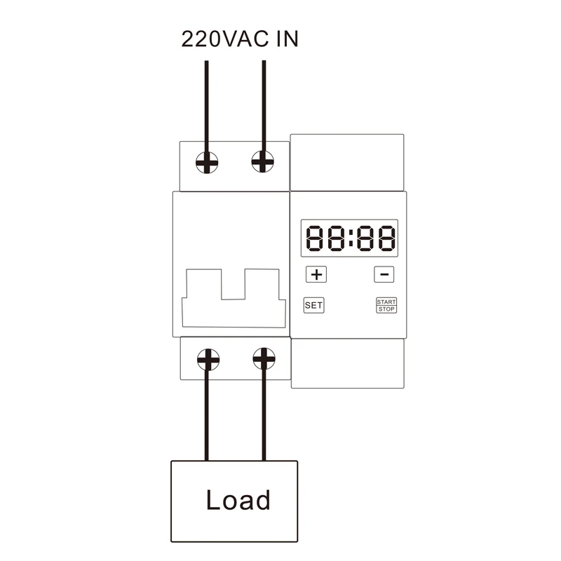 10A 16A 20A 25A 32A 63A Circuit Breaker ฟังก์ชั่นดิจิตอลจอแสดงผลปรับสวิทช์จับเวลานับถอยหลัง Trip Delay Module