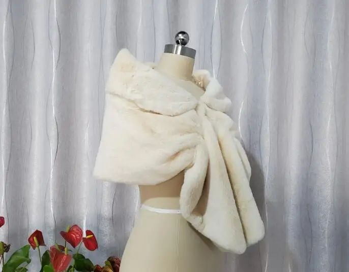 Frauen Hochzeit Schal Faux Pelz Braut Cape Winter Shrug Bolero