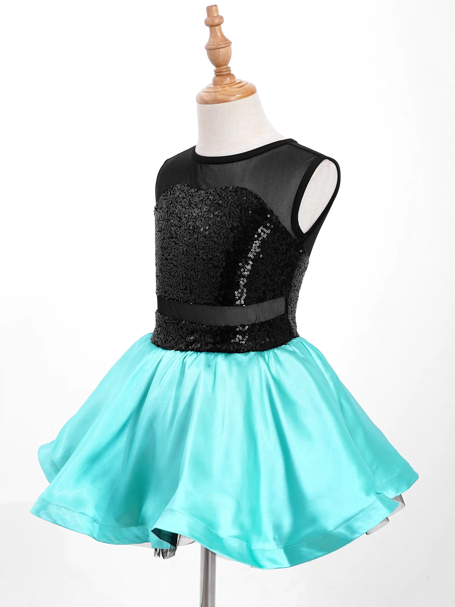 Ballet Tutu Dance Dress Kids Girls Elegant Sequins Mesh Ballerina Dancewear Ballroom Figure Skating Dress Lyrical Dance Costume