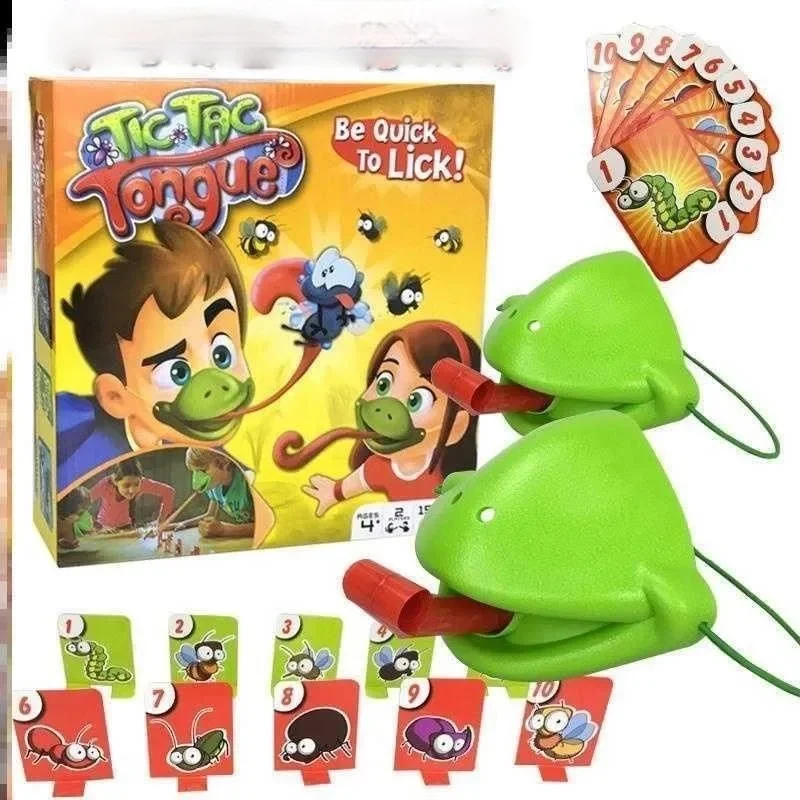 Frogs Tongue Out Gags & Practical Jokes Chameleon Playing Cards Competitive Parent-child Interactive Desktop Toy Sensory Toys