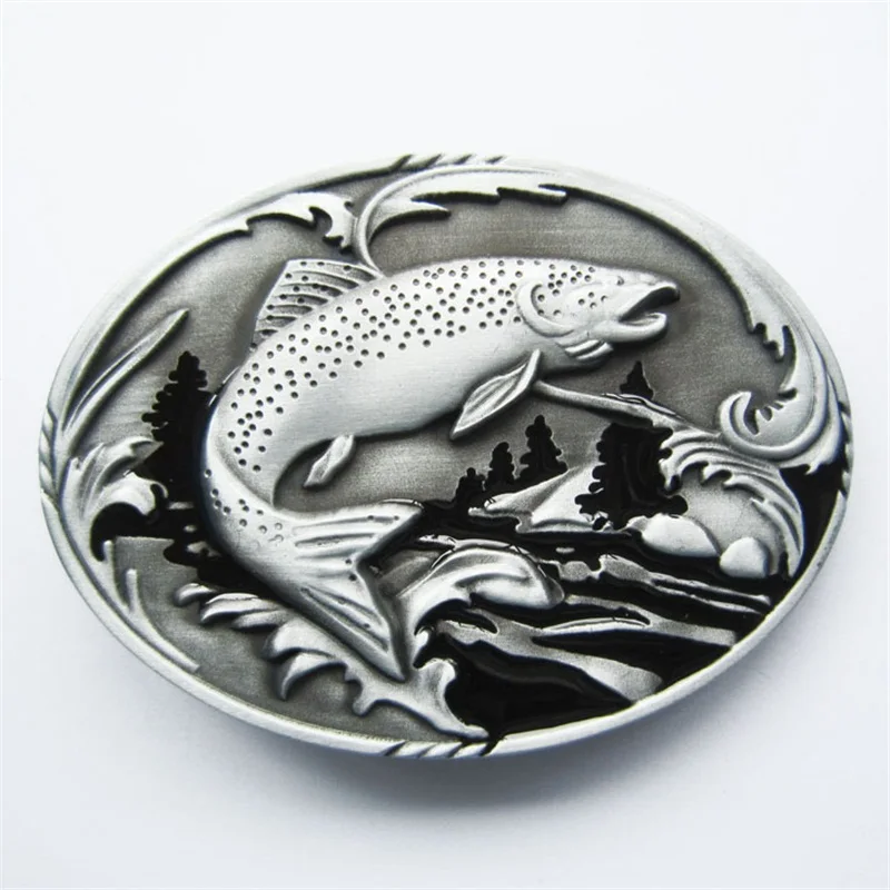 

New Fish Fishing Wildlife Fisherman Western Oval Belt Buckle also Stock in US Gurtelschnalle Boucle de ceinture BUCKLE-WT069